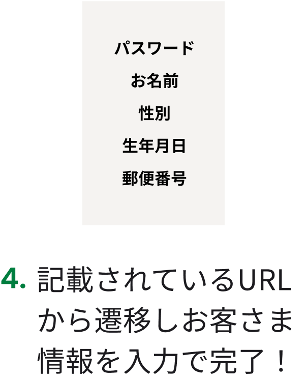 4 記載されているURLから遷移しお客さま情報を入力で完了！